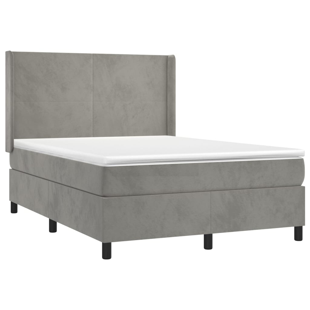 Sommier à lattes de lit matelas et LED Gris clair 140x190 cm