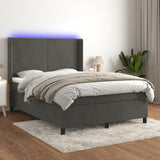 Sommier à lattes de lit matelas et LED Gris foncé 140x190 cm