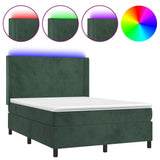 Sommier à lattes de lit matelas et LED Vert foncé 140x190 cm