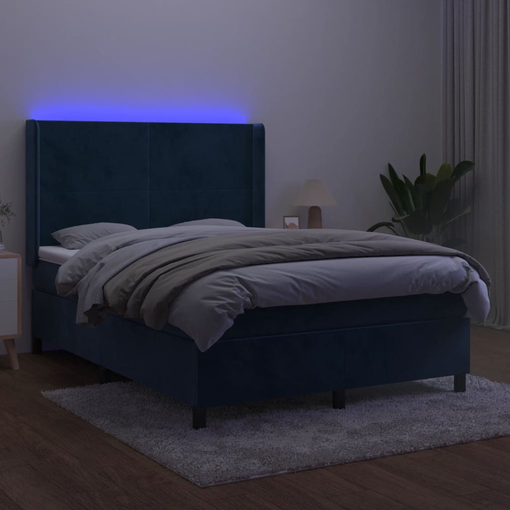 Lattenrostmatratze und LED Dunkelblau 140x190 cm