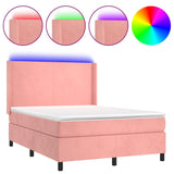 Sommier à lattes de lit matelas et LED Rose 140x190 cm Velours