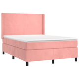 Slatted bed base with mattress and LED Pink 140x190 cm Velvet