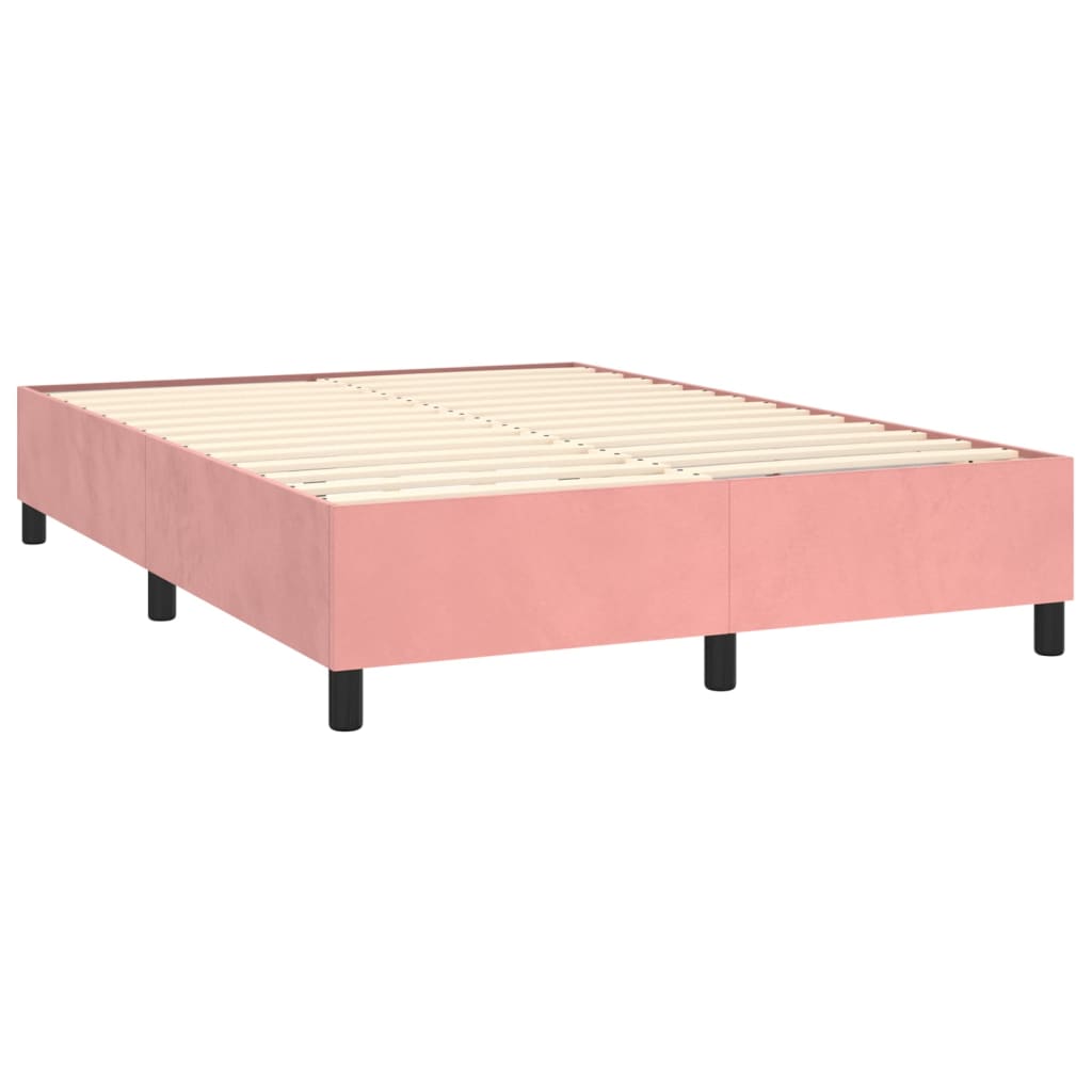 Slatted bed base with mattress and LED Pink 140x190 cm Velvet