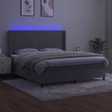 Sommier à lattes de lit matelas et LED Gris clair 160x200 cm