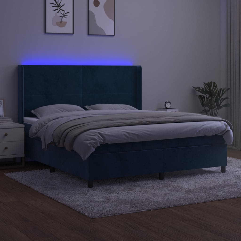 Lattenrostmatratze und LED Dunkelblau 160x200 cm