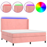 Slatted bed base with mattress and LED Pink 160x200 cm Velvet