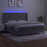 Sommier à lattes de lit matelas et LED Gris clair 180x200 cm