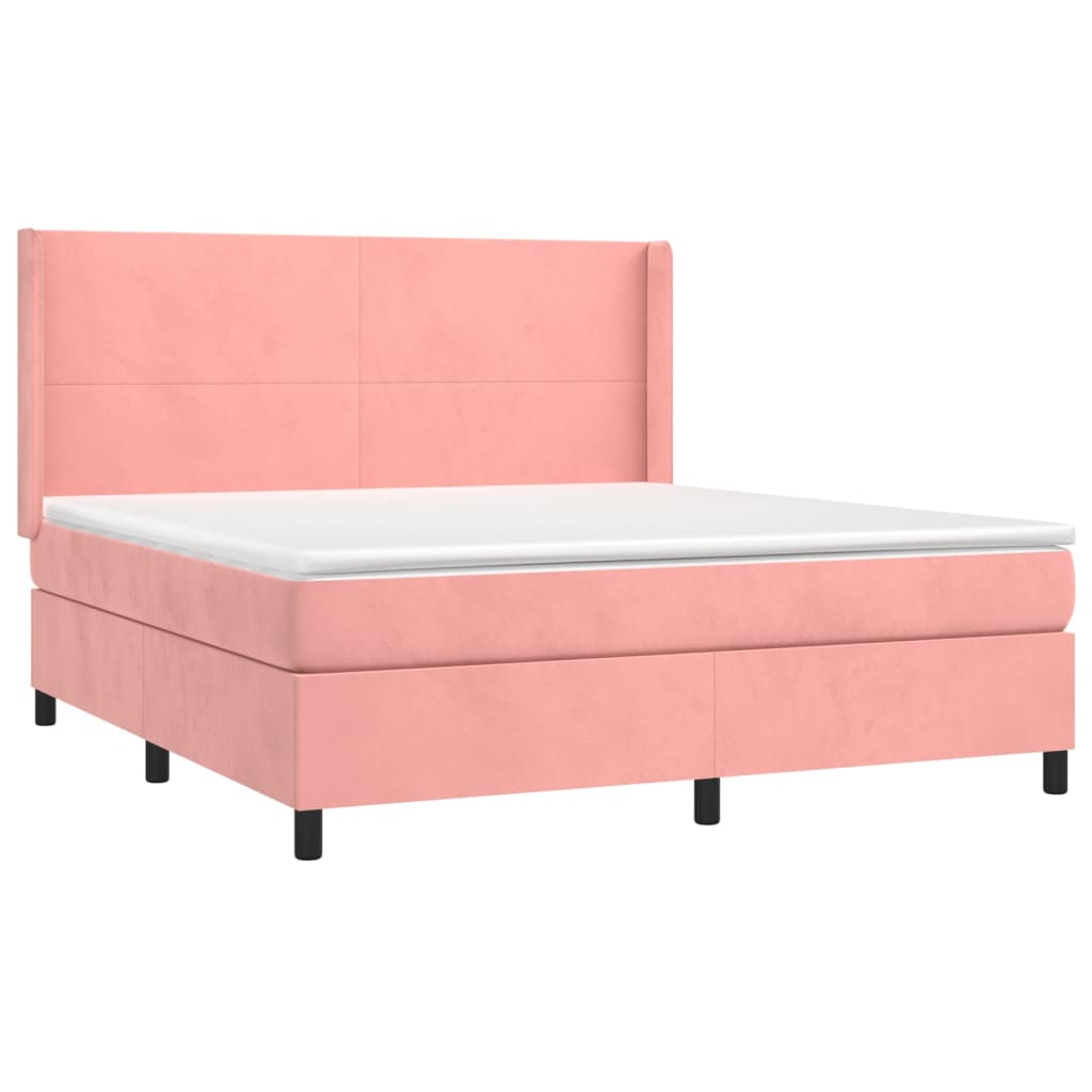 Slatted bed base with mattress and LED Pink 180x200 cm Velvet