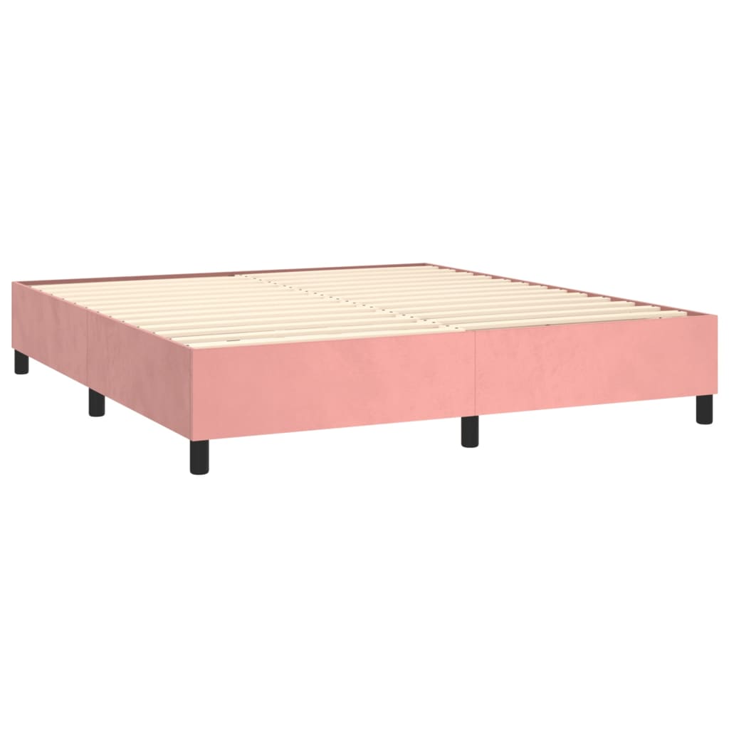 Slatted bed base with mattress and LED Pink 180x200 cm Velvet