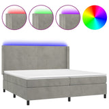 Sommier à lattes de lit matelas et LED Gris clair 200x200 cm