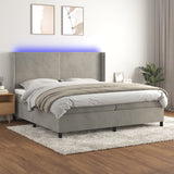 Sommier à lattes de lit matelas et LED Gris clair 200x200 cm