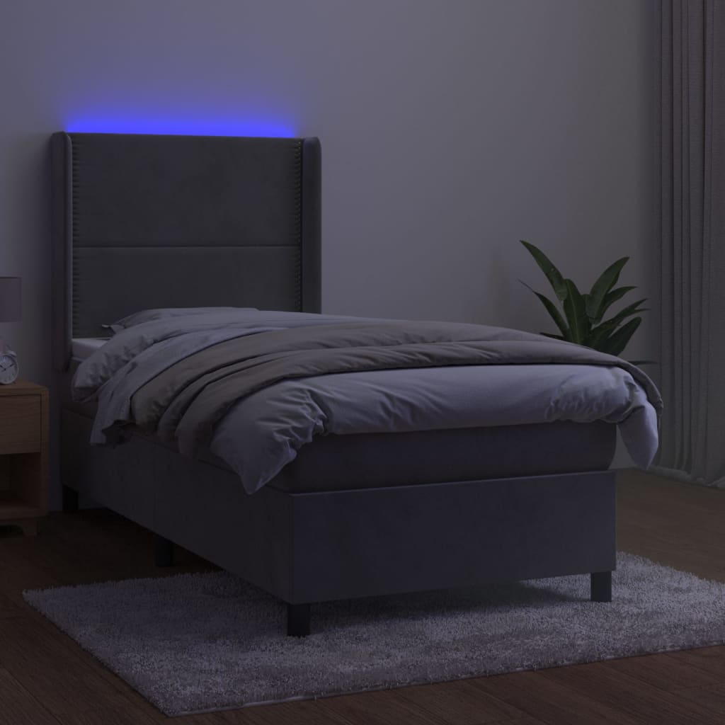 Sommier à lattes de lit matelas LED Gris clair 80x200cm Velours