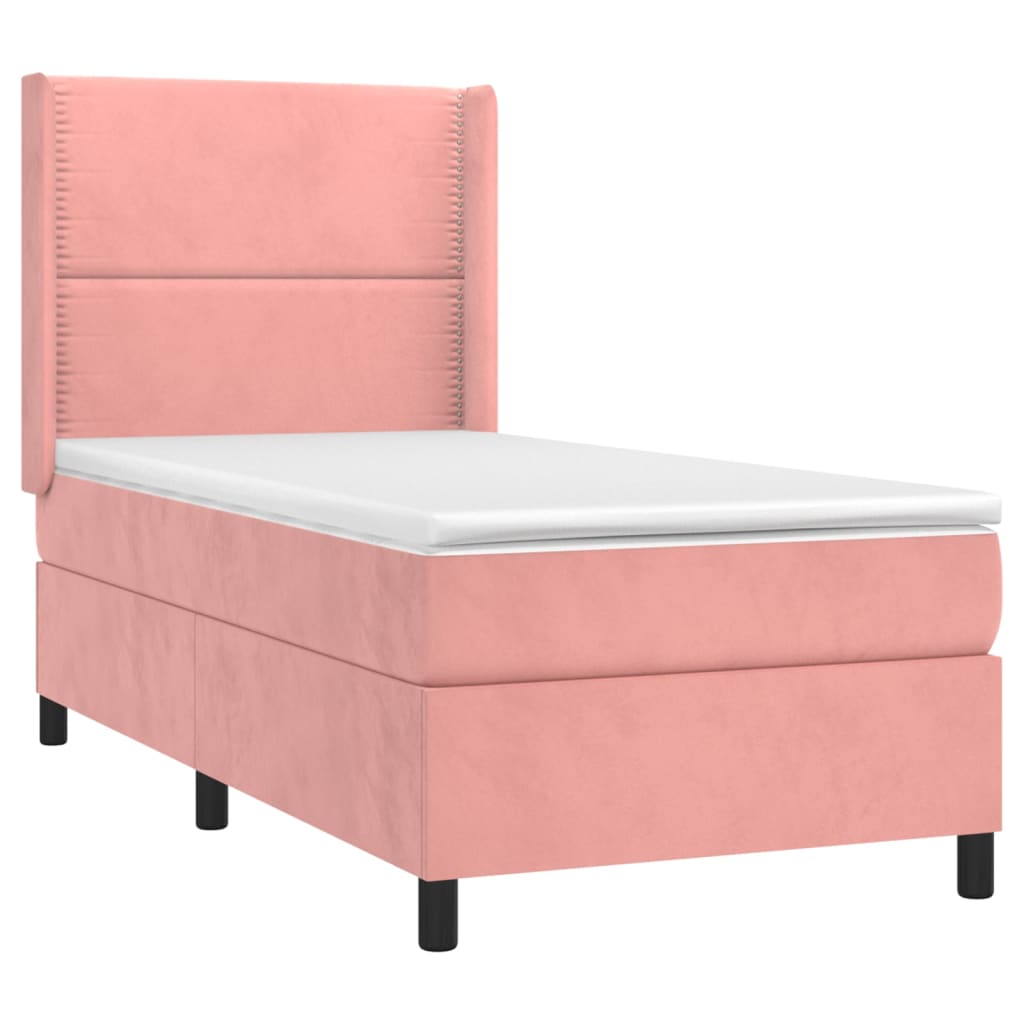 Bed slatted base mattress and LED Pink 80x200 cm Velvet