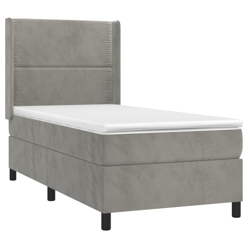 Sommier à lattes de lit matelas LED Gris clair 90x190cm Velours