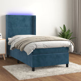 Sommier à lattes de lit matelas LED Bleu foncé 90x190cm Velours