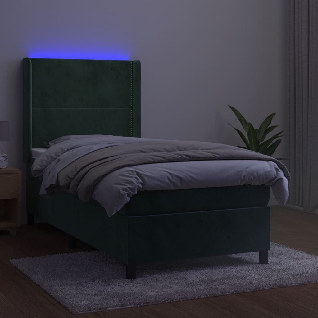 Sommier à lattes de lit matelas LED Vert foncé 90x200cm Velours