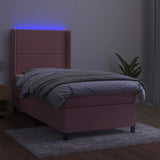 Slatted bed base with mattress and LED Pink 90x200 cm Velvet