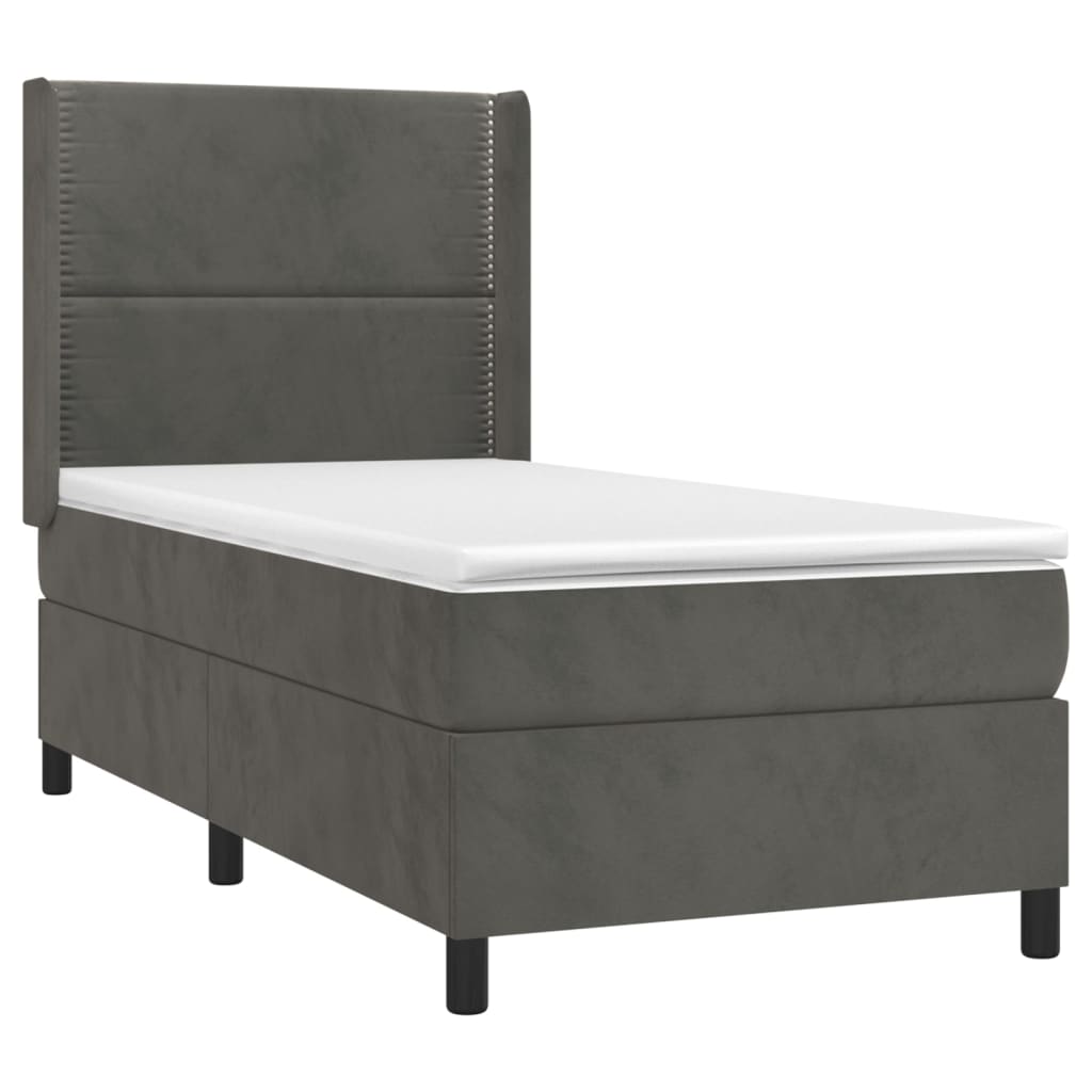 Sommier à lattes de lit matelas et LED Gris foncé 100x200 cm