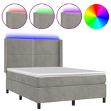 Sommier à lattes de lit matelas et LED Gris clair 140x190 cm