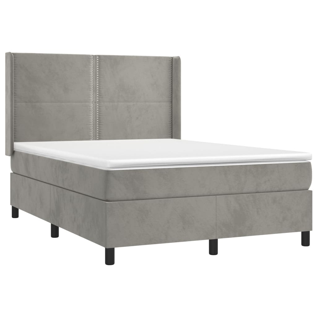 Sommier à lattes de lit matelas et LED Gris clair 140x190 cm