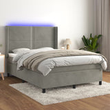 Sommier à lattes de lit matelas et LED Gris clair 140x190 cm