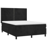 Sommier à lattes de lit matelas et LED Noir 140x190 cm Velours