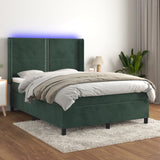 Sommier à lattes de lit matelas et LED Vert foncé 140x190 cm