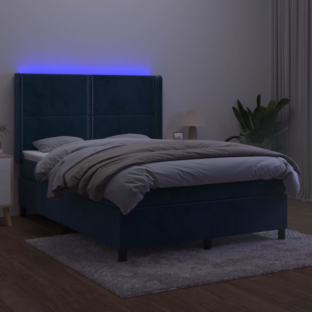 Lattenrostmatratze und LED Dunkelblau 140x190 cm