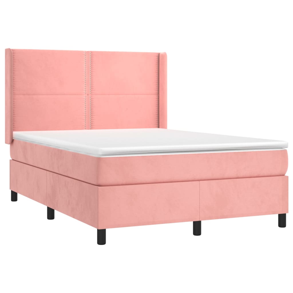 Sommier à lattes de lit matelas et LED Rose 140x190 cm Velours