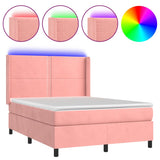 Sommier à lattes de lit matelas et LED Rose 140x200 cm Velours