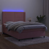 Sommier à lattes de lit matelas et LED Rose 140x200 cm Velours