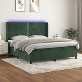 Sommier à lattes de lit matelas et LED Vert foncé 180x200 cm