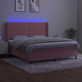 Sommier à lattes de lit matelas et LED Rose 180x200 cm Velours