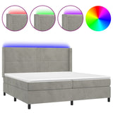 Sommier à lattes de lit matelas et LED Gris clair 200x200 cm