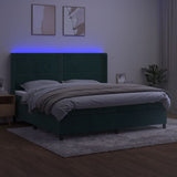 Sommier à lattes de lit matelas et LED Vert foncé 200x200 cm