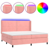 Sommier à lattes de lit matelas et LED Rose 200x200 cm Velours