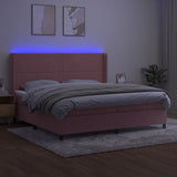 Sommier à lattes de lit matelas et LED Rose 200x200 cm Velours