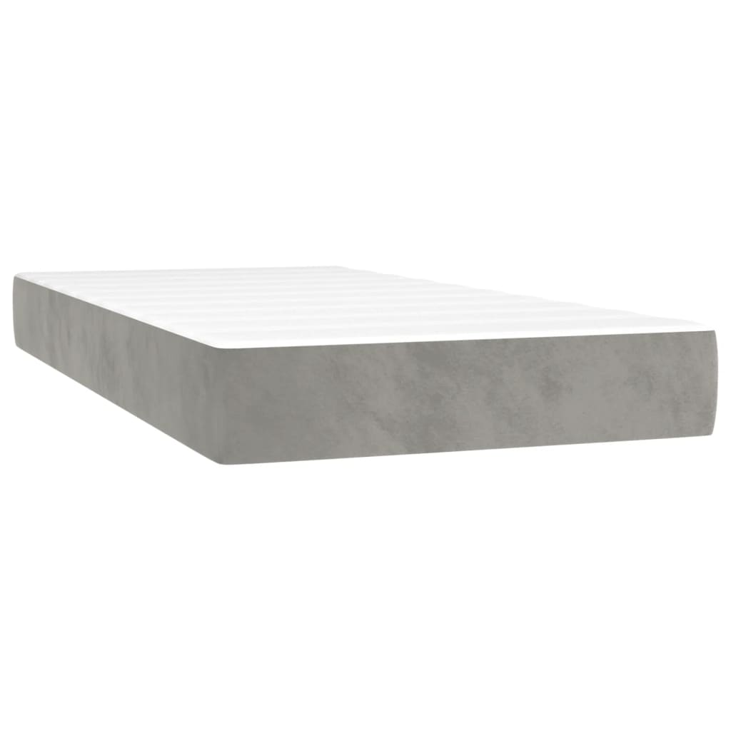 Sommier à lattes de lit matelas LED Gris clair 90x190cm Velours