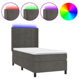 Sommier à lattes de lit matelas LED Gris foncé 90x190cm Velours