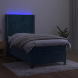 Sommier à lattes de lit matelas LED Bleu foncé 90x190cm Velours