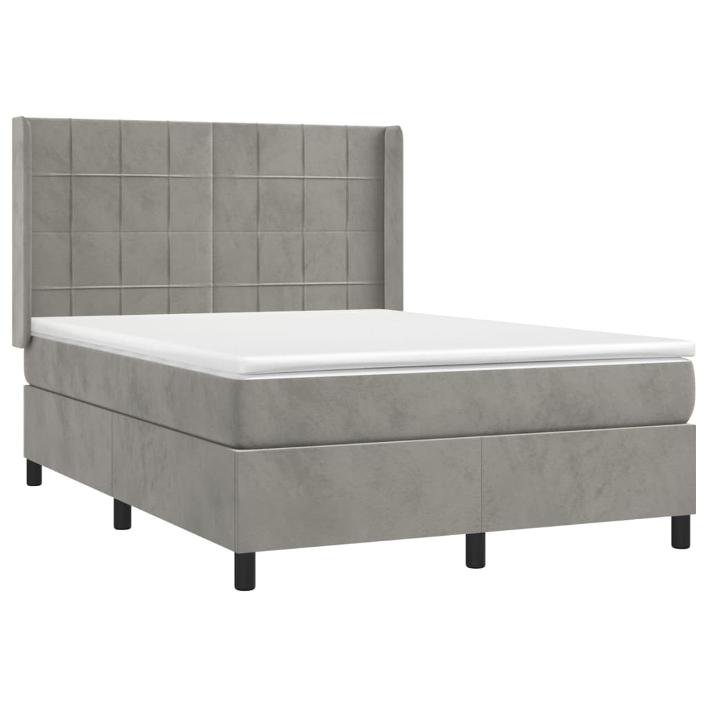 Sommier à lattes de lit matelas et LED Gris clair 140x190 cm