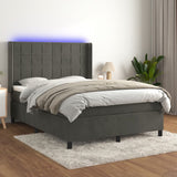 Sommier à lattes de lit matelas et LED Gris foncé 140x190 cm