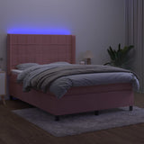 Sommier à lattes de lit matelas et LED Rose 140x190 cm Velours