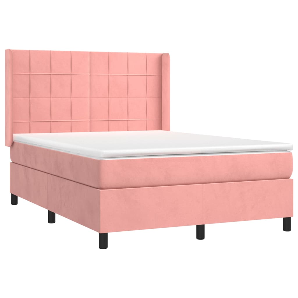 Sommier à lattes de lit matelas et LED Rose 140x190 cm Velours