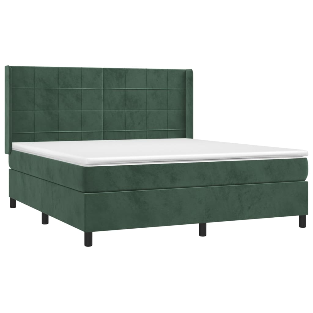 Sommier à lattes de lit matelas et LED Vert foncé 160x200 cm