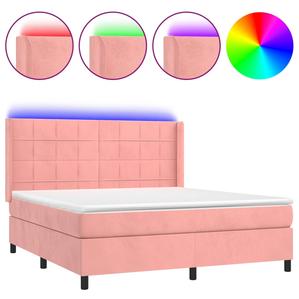 Sommier à lattes de lit matelas et LED Rose 160x200 cm Velours