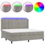 Sommier à lattes de lit matelas et LED Gris clair 200x200 cm