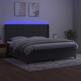 Sommier à lattes de lit matelas et LED Gris foncé 200x200 cm