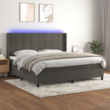 Sommier à lattes de lit matelas et LED Gris foncé 200x200 cm