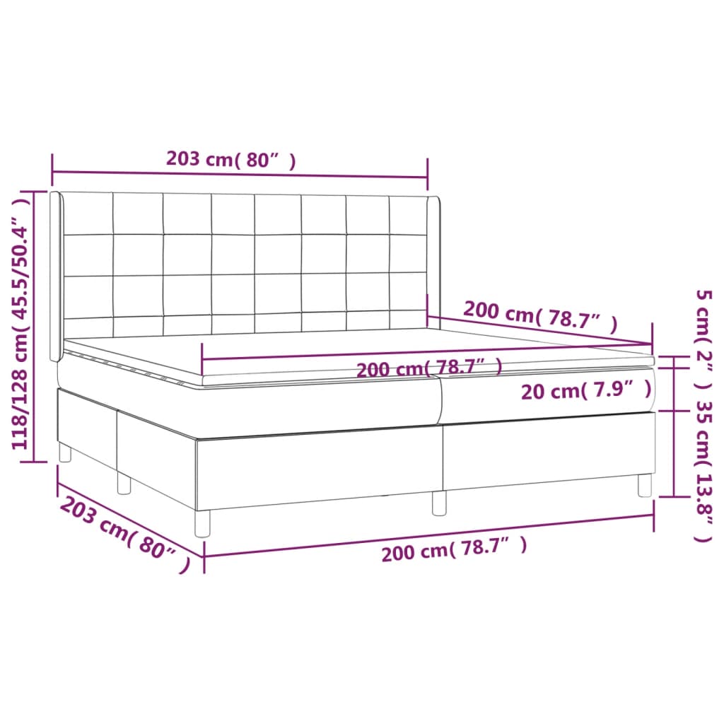 Sommier à lattes de lit matelas et LED Vert foncé 200x200 cm